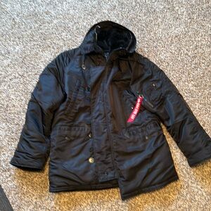 Alpha industries extreme weather parka. Black. Faux fur hood. Size L